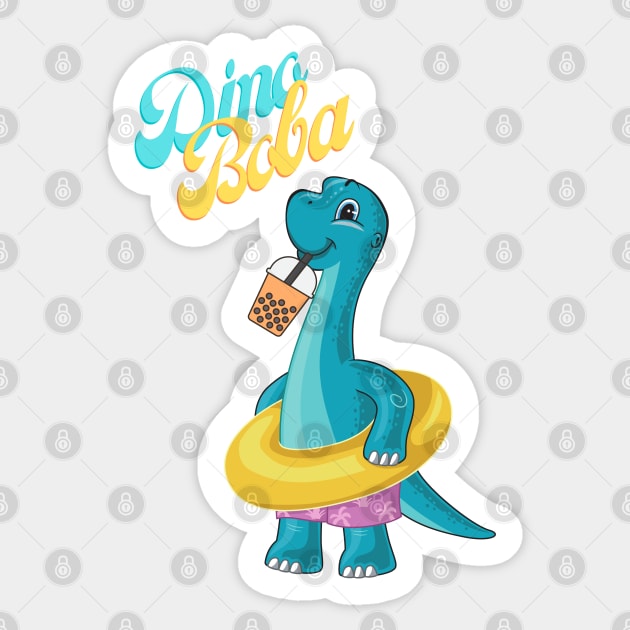 CUTE DINO BOBA DRINK Sticker by O.M design